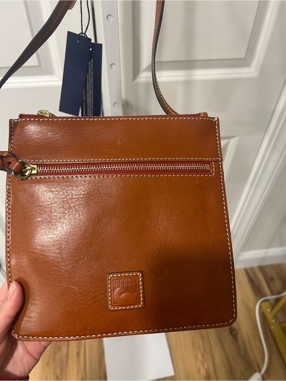 Dooney & Bourke Cognac Brown Leather Crossbody Bag - Picture 3 of 7